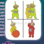 Teletubbies Tinky Winky Dipsy Laa Laa Po Individual Character Poses And Ball - Filled Embroidery Design - Instant Download