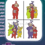 Teletubbies Group Tinky Winky Dipsy Laa Laa Po Playful Interactions And Hugs - Filled Embroidery Design - Instant Download
