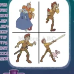 The Black Cauldron - Princess Eilonwy Taran The Brave Hero With Sword - Disney Adventure Couple And Solo Poses - Filled Embroidery Design - Instant Download