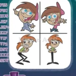 Fairly Oddparents Cosmo Wanda Timmy Turner Chester Mcbadbat Aj Friends Collection - Filled Embroidery Design - Instant Download