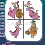 Flintstones Dino Pet Dinosaur Playing Bass Barney Rubble Caveman Friend Designs - Filled Embroidery Design - Instant Download