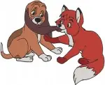 Disney Fox And Hound Tod And Vixey Fox Couple Squeeks Caterpillar Friend - Filled Embroidery Design - 6916