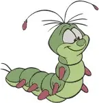 Disney Fox And Hound Tod And Vixey Fox Couple Squeeks Caterpillar Friend - Filled Embroidery Design - 6919