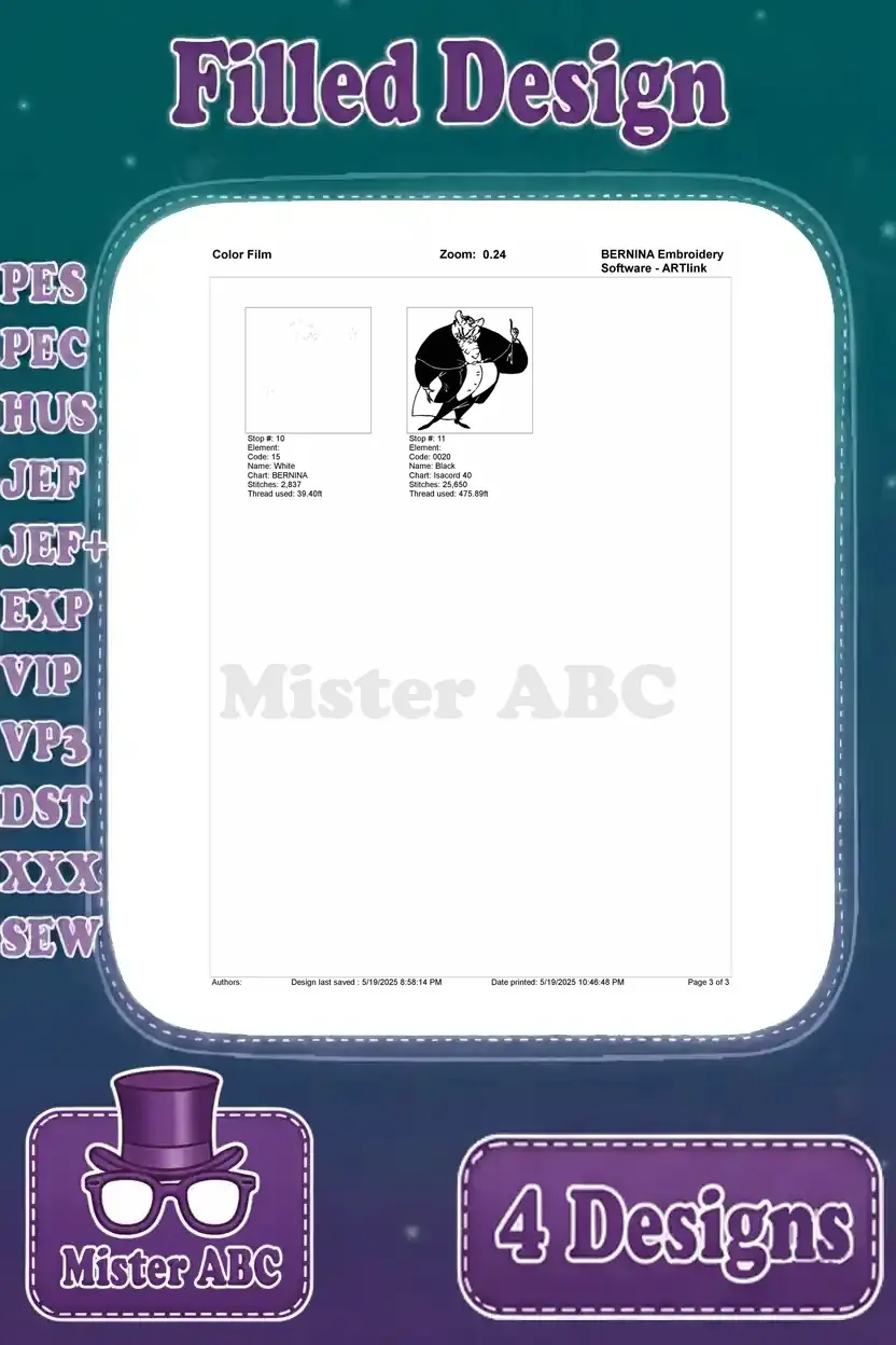 Color film page three, displaying the remaining color stops and final black outline for Ratigan's finger-up design.