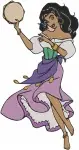 Hunchback Of Notre Dame Esmeralda Dancing With Tambourine And Various Poses - Filled Embroidery Design - 6996