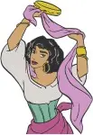 Hunchback Of Notre Dame Esmeralda Dancing With Tambourine And Various Poses - Filled Embroidery Design - 6997