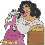 Hunchback Of Notre Dame Esmeralda With Djali Goat Dancing And At Feast Of Fools - Filled Embroidery Design - 7005