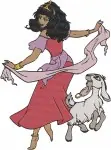 Hunchback Of Notre Dame Esmeralda With Djali Goat Dancing And At Feast Of Fools - Filled Embroidery Design - 7007