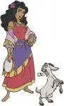 Hunchback Of Notre Dame Esmeralda With Djali Goat Dancing And At Feast Of Fools - Filled Embroidery Design - 7008