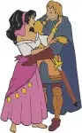 Hunchback Of Notre Dame Esmeralda And Captain Phoebus Romantic Couple Interactions - Filled Embroidery Design - 7017