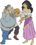 Hunchback Of Notre Dame Esmeralda And Quasimodo Tender Friendship Moments Poses - Filled Embroidery Design - 7021