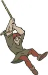 Hunchback Of Notre Dame Quasimodo Swinging On Rope Holding Figurine Standing - Filled Embroidery Design - 7041