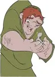 Hunchback Of Notre Dame Quasimodo Swinging On Rope Holding Figurine Standing - Filled Embroidery Design - 7042
