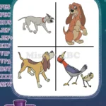 Disney Fox And Hound Chief Dog Copper Hound Woodpecker Dinky Boomer - Filled Embroidery Design - Instant Download