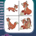 Disney Fox And Hound Tod Fox Vixey She Fox Couple Love Forest Animals - Filled Embroidery Design - Instant Download