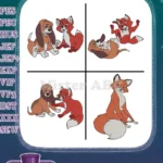 Disney Fox And Hound Tod Fox Copper Hound Playing Best Friends Unlikely Designs - Filled Embroidery Design - Instant Download