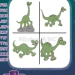 Disney Pixar Good Dinosaur Arlo Apatosaurus Various Poses Green Herbivore Bundle - Filled Embroidery Design - Instant Download