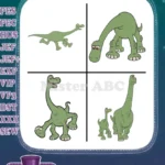 Disney Pixar Good Dinosaur Arlo Apatosaurus Walking Sitting Long Neck Dino Set - Filled Embroidery Design - Instant Download