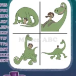 Disney Pixar Good Dinosaur Arlo And Spot Human Boy Unlikely Friends Dinosaur Collection - Filled Embroidery Design - Instant Download