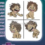 Disney Pixar Good Dinosaur Spot Human Boy Wild Child Running Happy Poses - Filled Embroidery Design - Instant Download