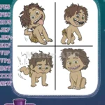 Disney Pixar Good Dinosaur Spot Feral Boy Various Expressions And Poses Bundle - Filled Embroidery Design - Instant Download