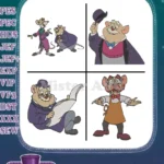 Disney Great Mouse Detective Basil Dr Dawson Professor Ratigan Fidget Bat - Filled Embroidery Design - Instant Download