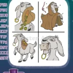Hunchback Of Notre Dame Djali Esmeraldas Goat Various Expressive Character Poses - Filled Embroidery Design - Instant Download