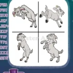 Hunchback Of Notre Dame Djali Goat Various Poses Baby Goat And Standing Views - Filled Embroidery Design - Instant Download