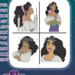 Hunchback Of Notre Dame Esmeralda Beautiful Portraits And Expressive Headshots - Filled Embroidery Design - Instant Download