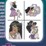 Hunchback Of Notre Dame Esmeralda With Djali Portrait And Playful Interactions - Filled Embroidery Design - Instant Download