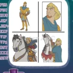 Hunchback Of Notre Dame Captain Phoebus Heroic Poses Portrait And With Djali - Filled Embroidery Design - Instant Download