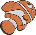 Disney Pixar Finding Nemo Marlin And Nemo Father Son Clownfish Swimming Together - Filled Embroidery Design - 2914