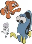 Disney Pixar Finding Nemo Dory Nemo Gill Jellyfish Aquarium Friends Ocean - Filled Embroidery Design - 2919