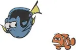Disney Pixar Finding Nemo Dory And Nemo Underwater Adventure Blue Tang Clownfish - Filled Embroidery Design - 2928