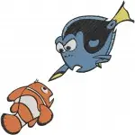 Disney Pixar Finding Nemo Dory Expressive Poses With Nemo Forgetful Fish Bundle - Filled Embroidery Design - 2931
