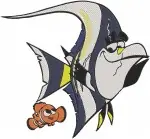 Disney Pixar Finding Nemo Gill Moorish Idol With Nemo Tank Gang Leader Collection - Filled Embroidery Design - 2938