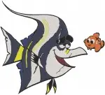 Disney Pixar Finding Nemo Gill Moorish Idol With Nemo Tank Gang Leader Collection - Filled Embroidery Design - 2939
