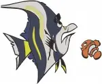 Disney Pixar Finding Nemo Gill Moorish Idol With Nemo Tank Gang Leader Collection - Filled Embroidery Design - 2940