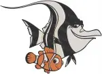 Disney Pixar Finding Nemo Gill Moorish Idol With Nemo Tank Gang Leader Collection - Filled Embroidery Design - 2941