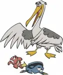 Disney Pixar Finding Nemo Nigel The Pelican With Fish In Beak Seabird Helper - Filled Embroidery Design - 2946