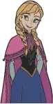 Disney Frozen Princess Anna Winter Cloak Green Dress Various Poses Close Up - Filled Embroidery Design - 2969