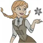 Disney Frozen Anna Winter Dress With Snowflake Kristoff Sven Friends Group Designs - Filled Embroidery Design - 2976