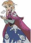 Disney Frozen Anna Winter Dress With Snowflake Kristoff Sven Friends Group Designs - Filled Embroidery Design - 2977