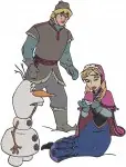 Disney Frozen Anna Kristoff Hans Coronation Ball Ice Harvesting Interactions - Filled Embroidery Design - 2979