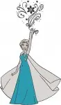 Disney Frozen Queen Elsa Ice Magic Powers Creating Snow Elegant Poses - Filled Embroidery Design - 3001