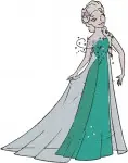 Disney Frozen Queen Elsa Ice Dress Portraits Elegant Side View Snow Queen - Filled Embroidery Design - 3008