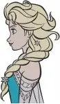 Disney Frozen Queen Elsa Ice Dress Portraits Elegant Side View Snow Queen - Filled Embroidery Design - 3009