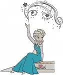 Disney Frozen Queen Elsa Creating Olaf Ice Palace Sketch Magic Snow Queen - Filled Embroidery Design - 3024