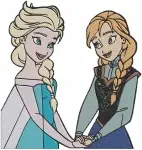 Frozen Elsa And Anna Close Up Portraits And Affectionate Sisterly Moments - Filled Embroidery Design - 3036