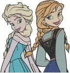 Frozen Elsa And Anna Various Poses Including Ice Skating And Portraits - Filled Embroidery Design - 3053
